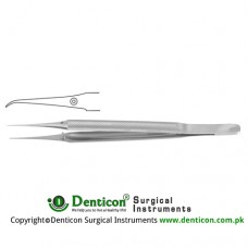 Micro Suturing Forceps Curved - With Platform Stainless Steel, 12 cm - 4 3/4" Tip Size 0.3 mm